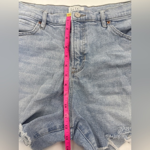 Womens Jean Shorts-NICOLE MILLER-blue stretch denim "Nomad Super High Rise"-12 - Picture 6 of 7